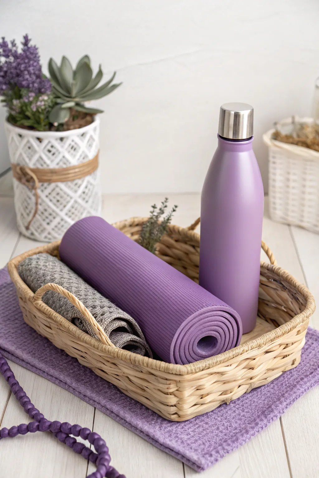 Elevate your workout routine with a touch of purple elegance. 💜 #PurpleEssentials #MinimalistBoho