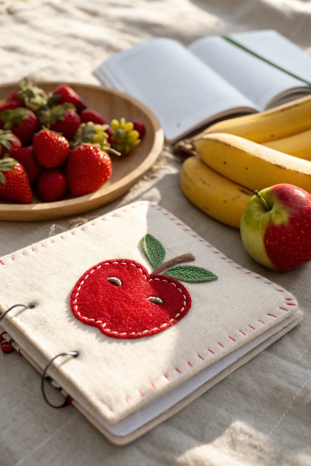 Discover the charm of this handcrafted fruit market page—where creativity meets simplicity in a delightful quiet book adventure!