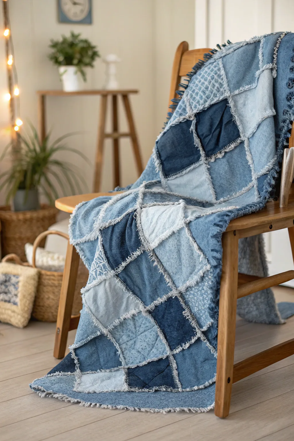 Embrace the art of fabric mixing with this cozy, handcrafted rag quilt.