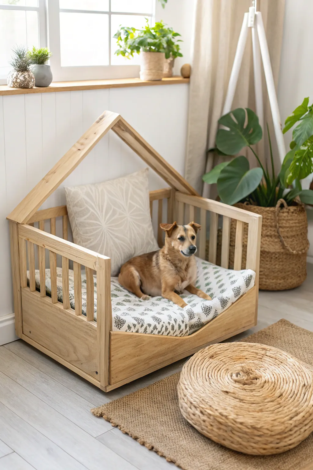 Transform your old crib into a chic pet haven that Max will love! 🐶✨ #PetBed #RepurposedCrib