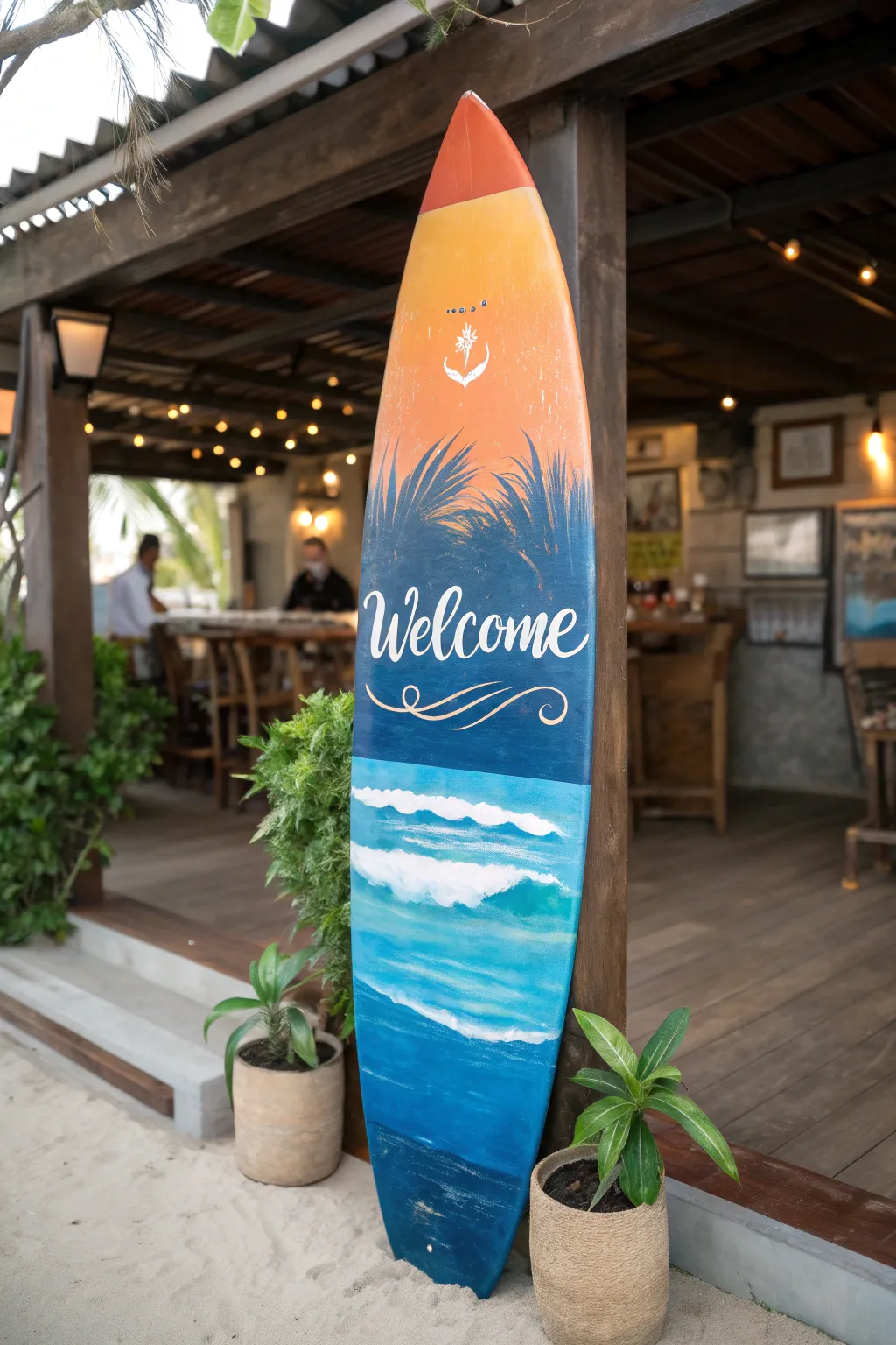 Welcome to the waves: Transform your entrance with surfboard signage!