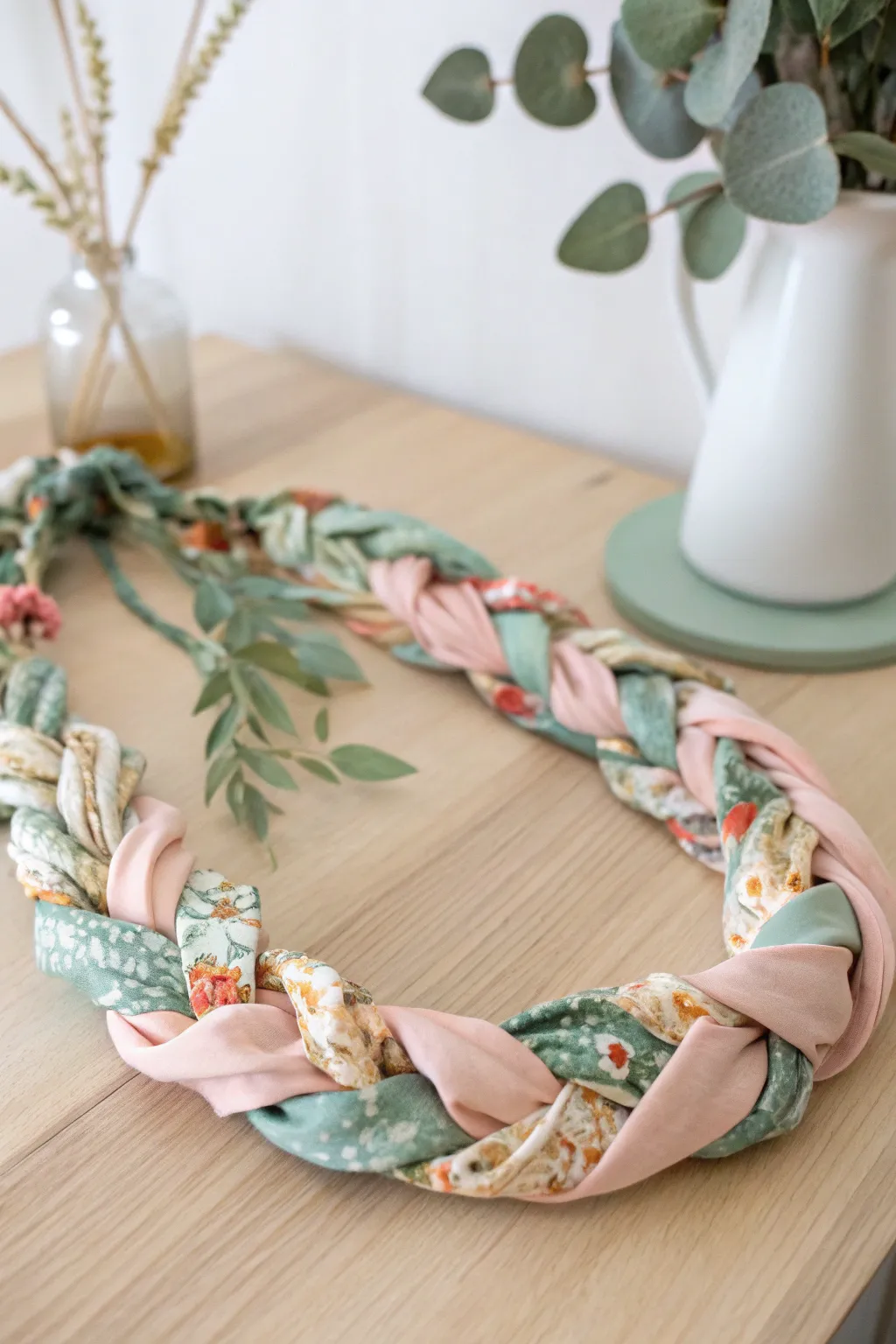 Embrace sustainability with style: Upcycled fabric ribbon lei, where beauty meets eco-conscious craftsmanship.