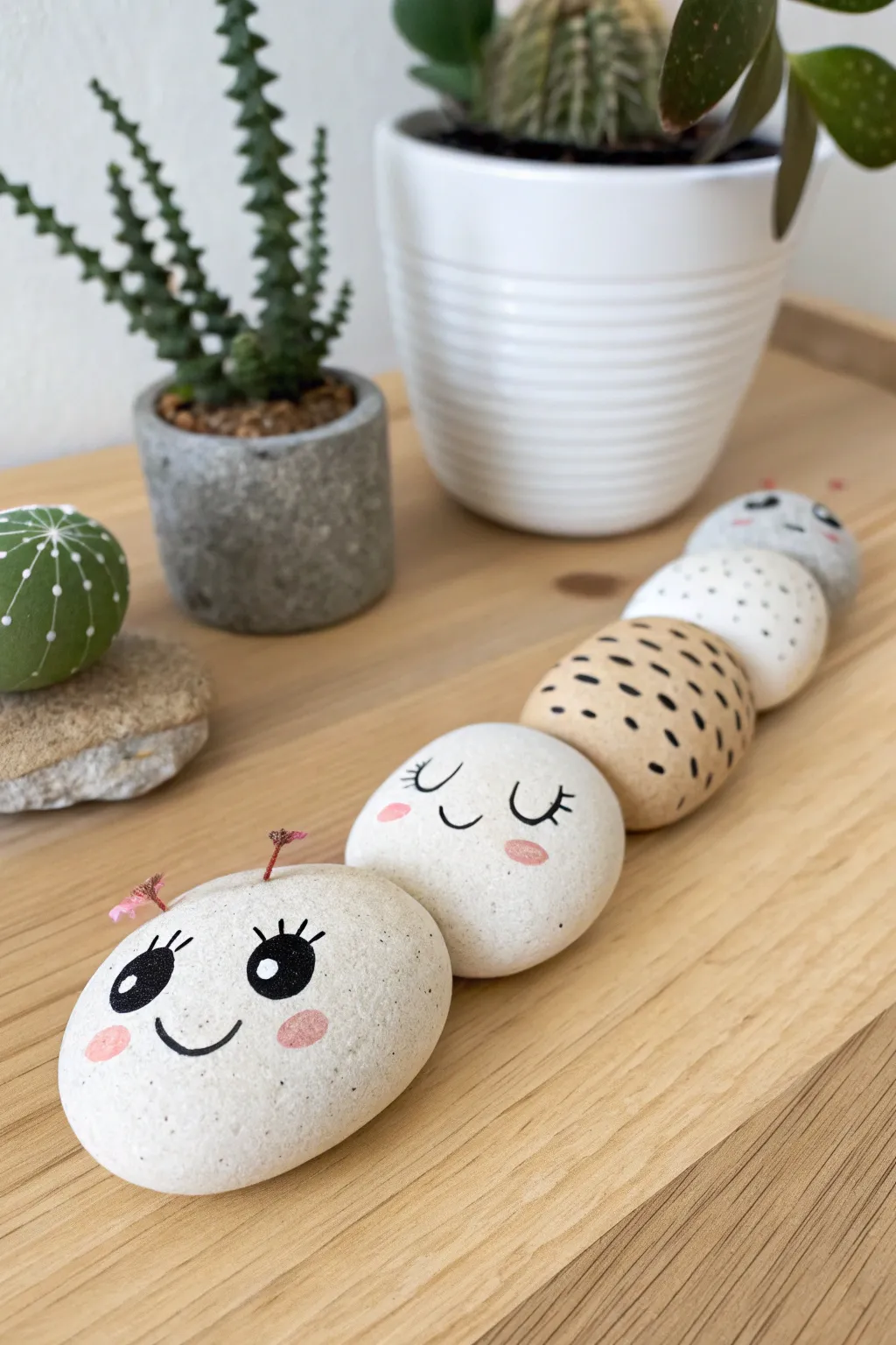 Bring your rock caterpillar to life with whimsical expressions!