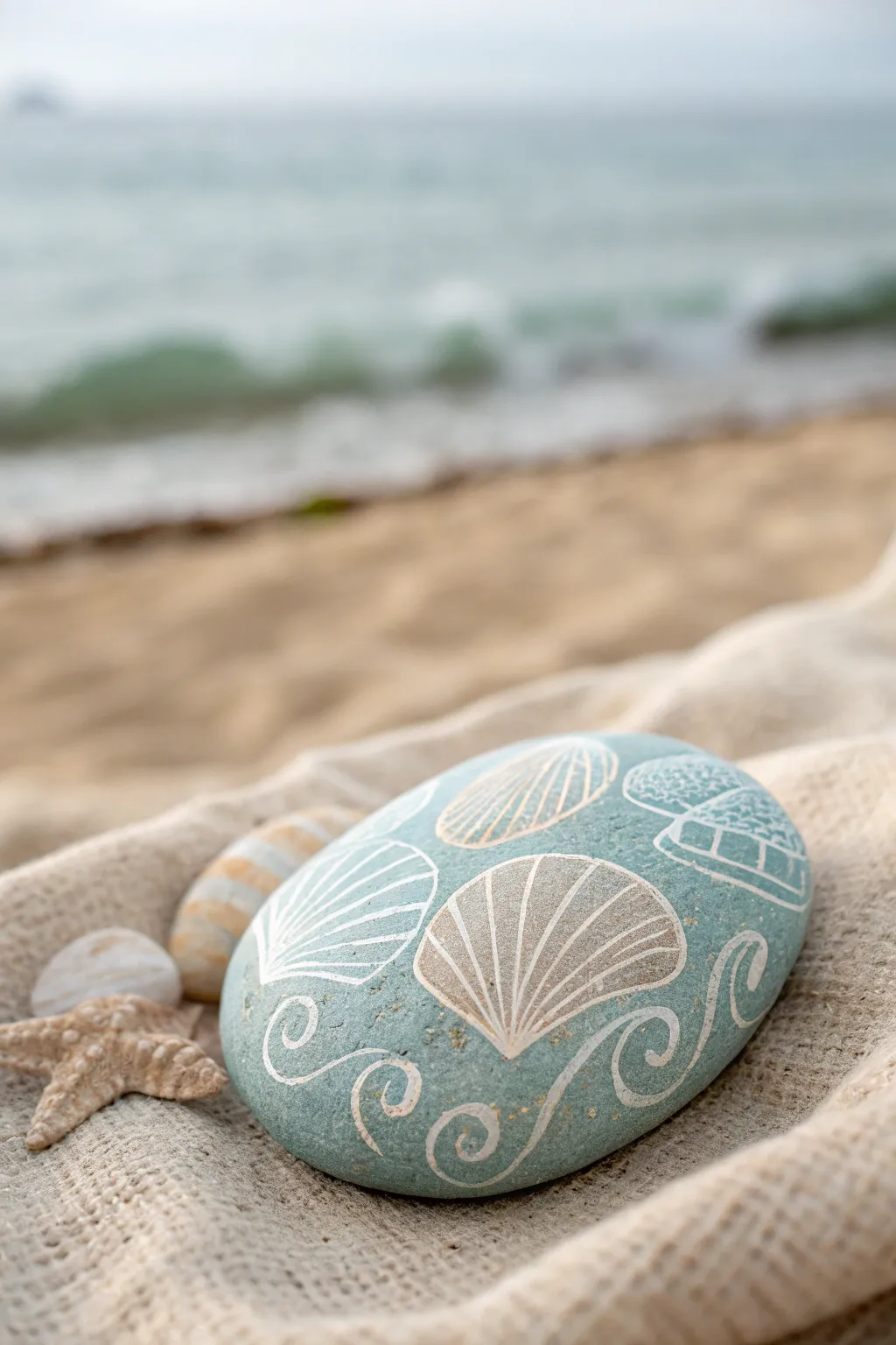 Transform your space into a serene escape with ocean-inspired rock art.