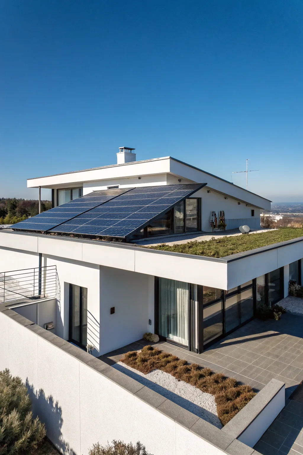 Elevate your space with the sleek elegance of a futuristic flat roof, where modern design meets functionality.