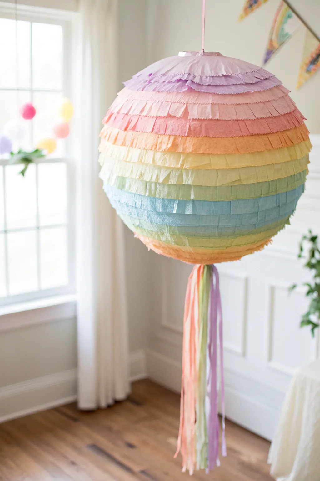 Celebrate with a Rainbow Wonder: a handcrafted pinata that embodies joy, simplicity, and natural beauty.