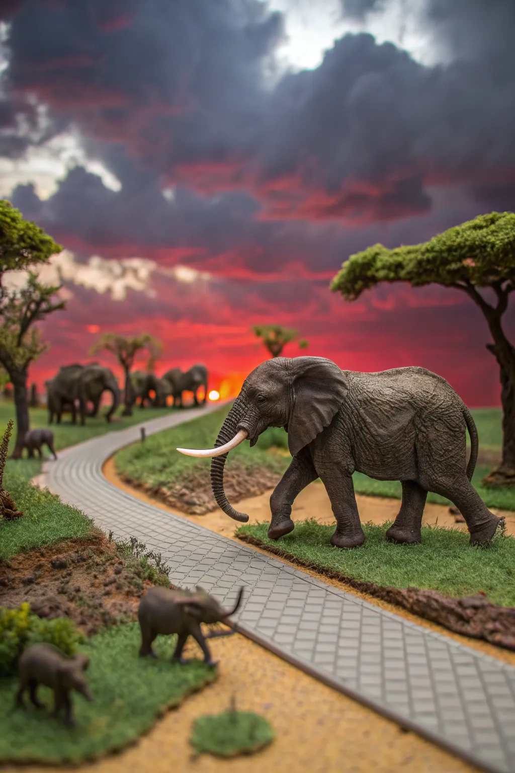 Witness the majesty of an elephant parade in miniature form—where craftsmanship meets safari elegance.
