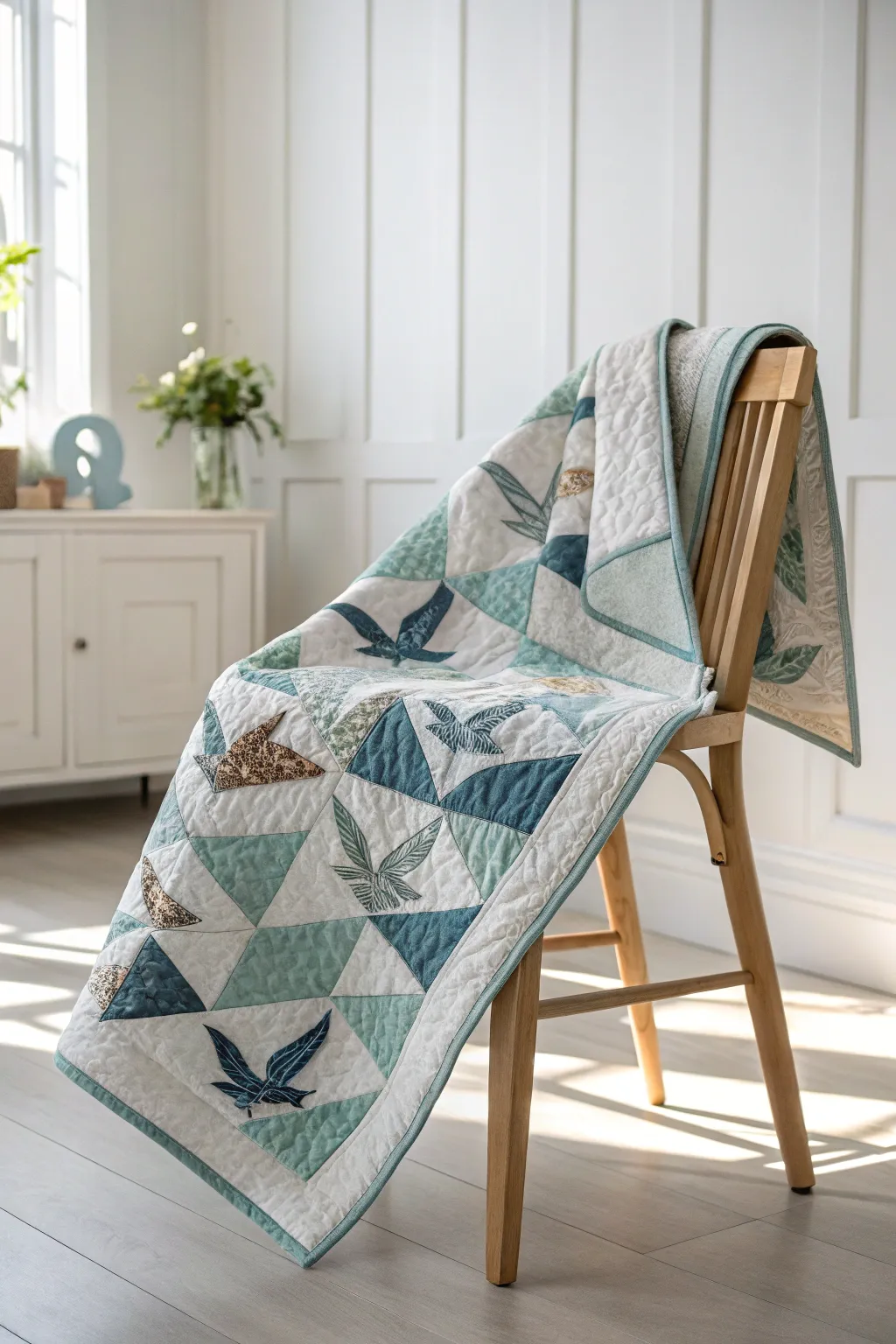 Embrace the elegance of movement with the timeless flying geese pattern in your next scrap quilt project. 🌿✨