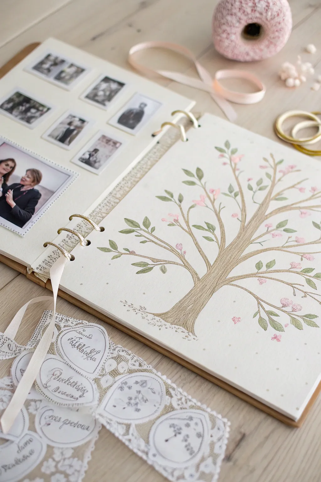 Craft a heartfelt family tree scrapbook page that honors mom’s pivotal role in your family’s story.