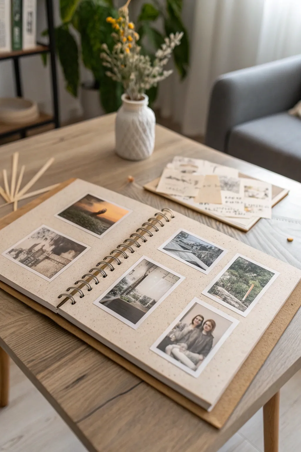 Craft a heartfelt story with a photo collage background—memories beautifully intertwined.
