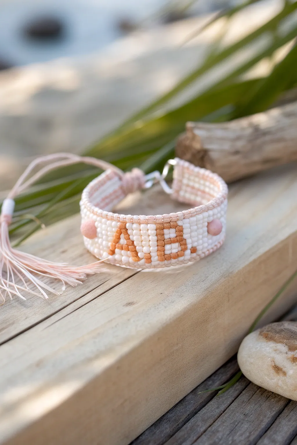 A touch of personalization meets minimalist beauty with this handcrafted seed bead bracelet.