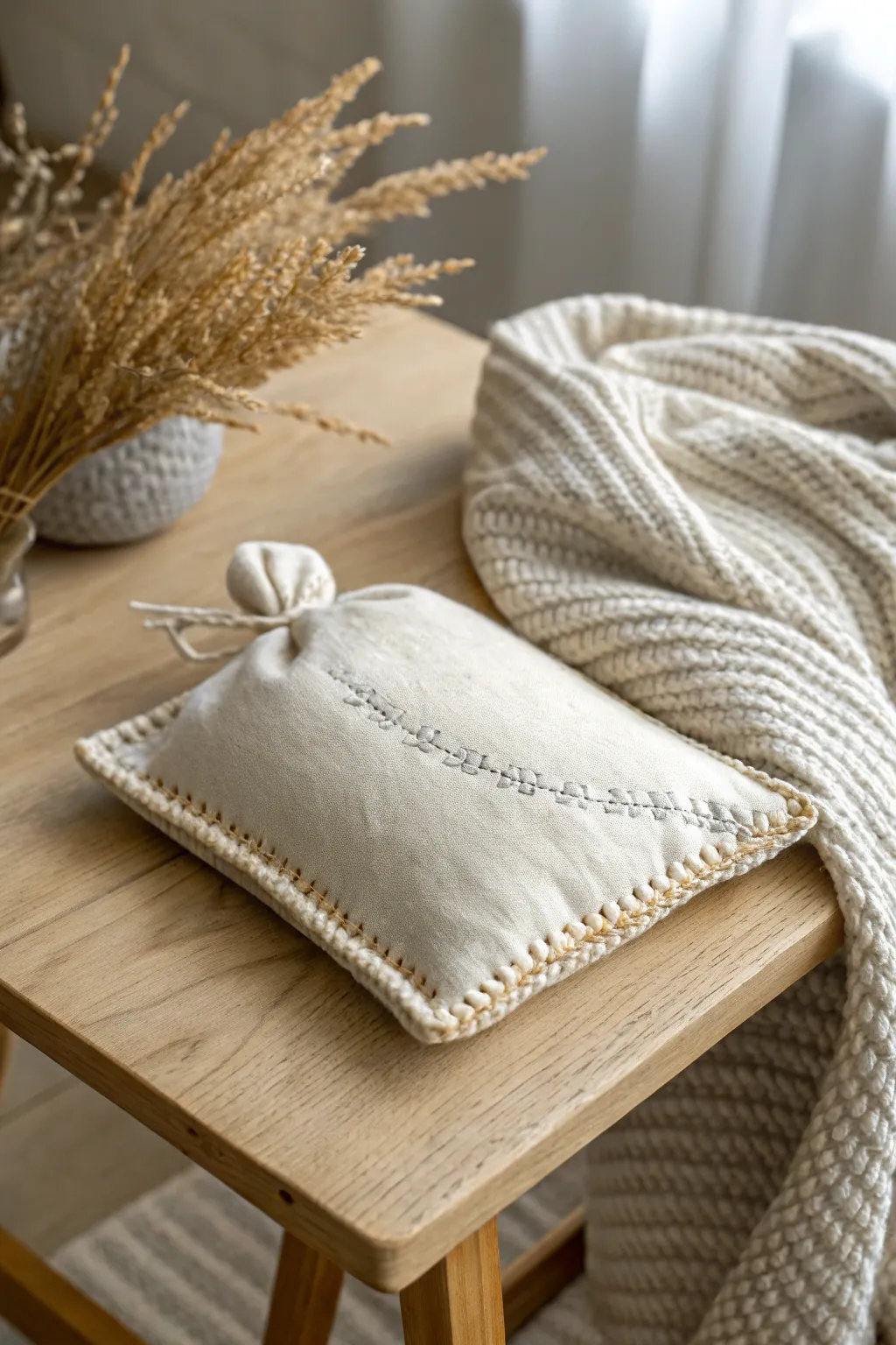 Embrace warmth and simplicity with a handcrafted flaxseed heating pad, perfect for cozy evenings.