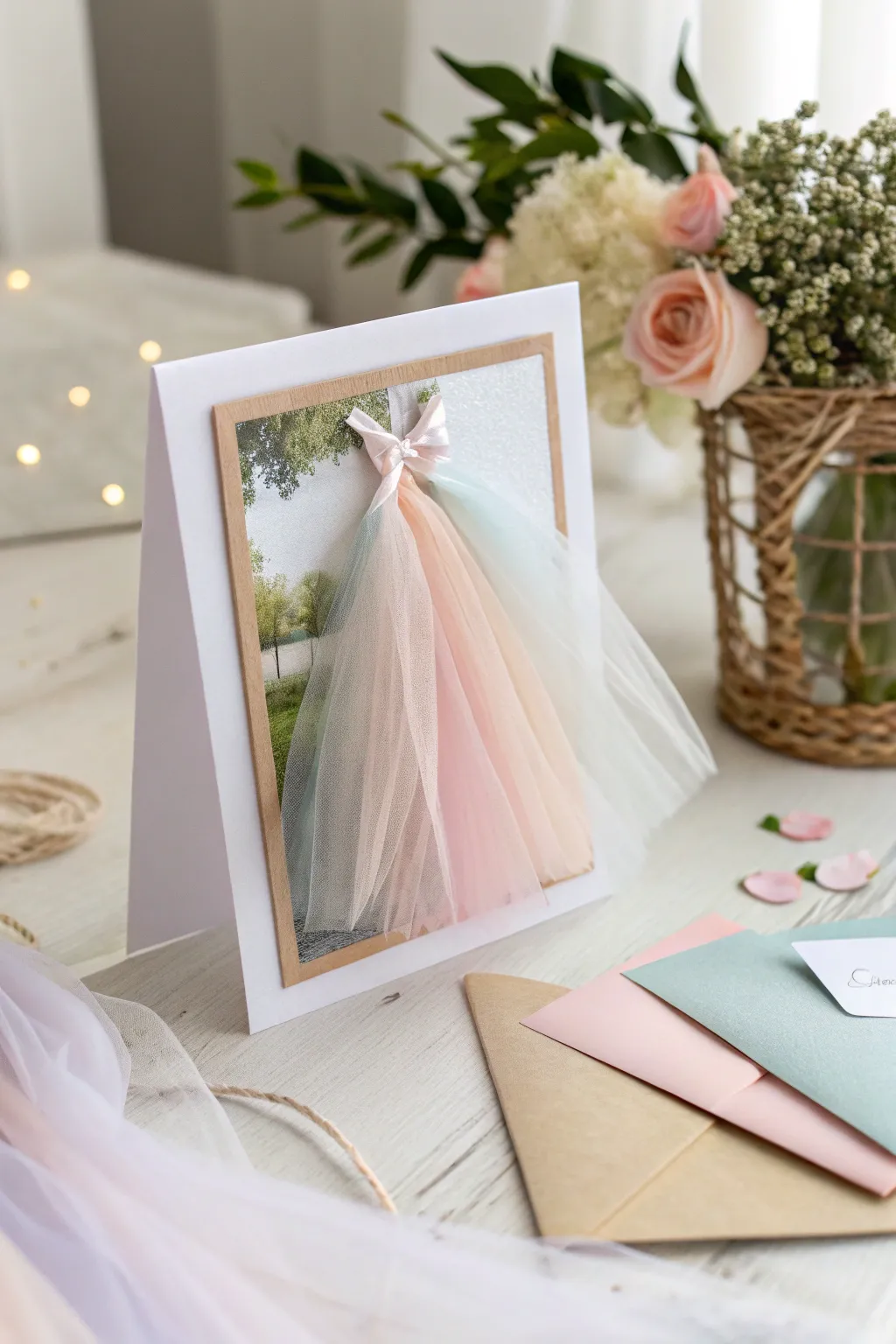 Embrace the dreamy elegance of tulle textures for your next shaker card creation.