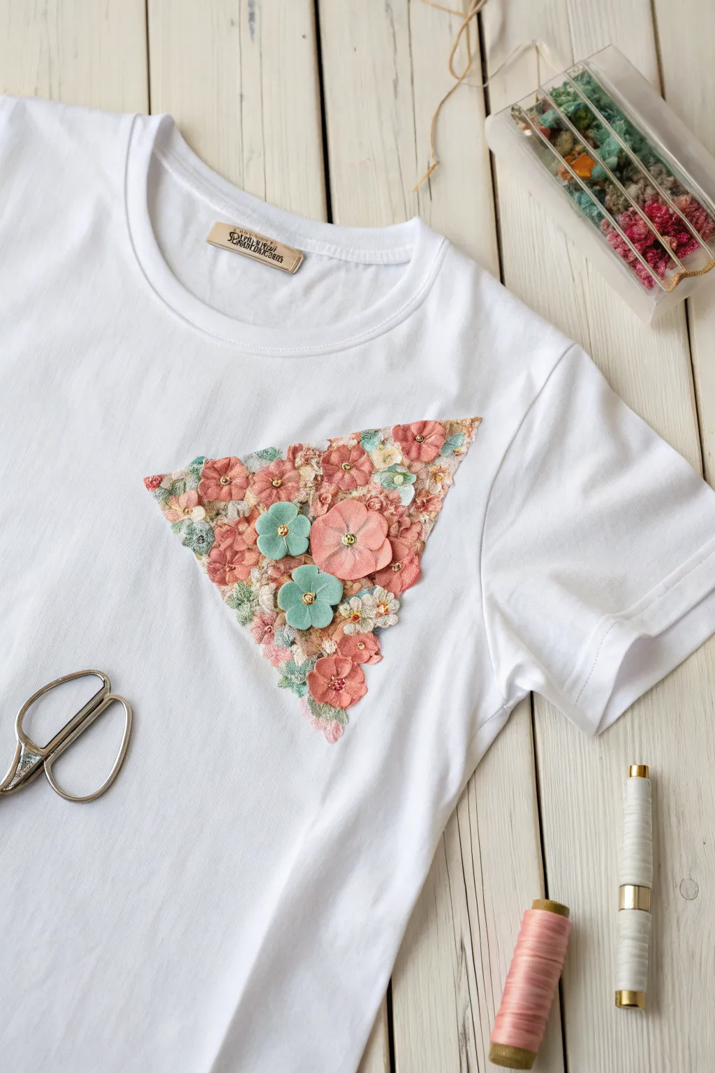 Add a playful, personal touch with handcrafted fabric appliqués. 🌸✨ #DIYFashion #ScandiBoho