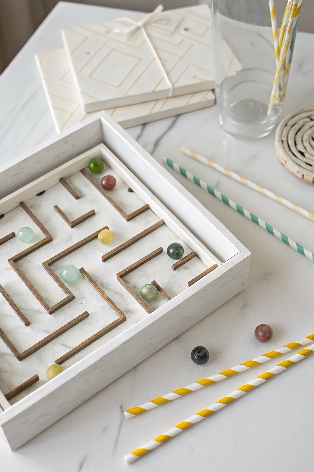 Explore the artistry of simplicity with this handcrafted marble maze—where craftsmanship meets playful elegance.