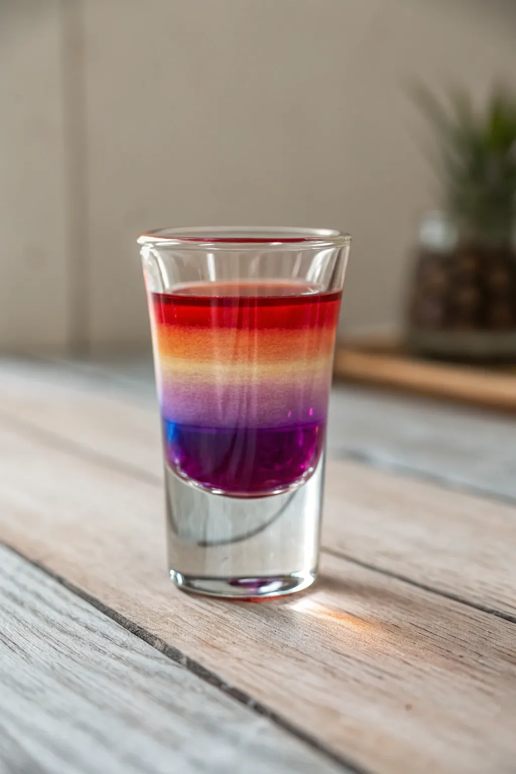 Add a splash of joy with a hand-painted gradient rainbow shot glass—where simplicity meets vibrant artistry.