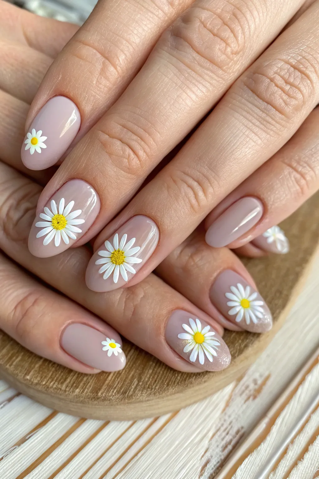 Embrace simplicity with minimalist daisy nail art for an effortless touch of elegance.