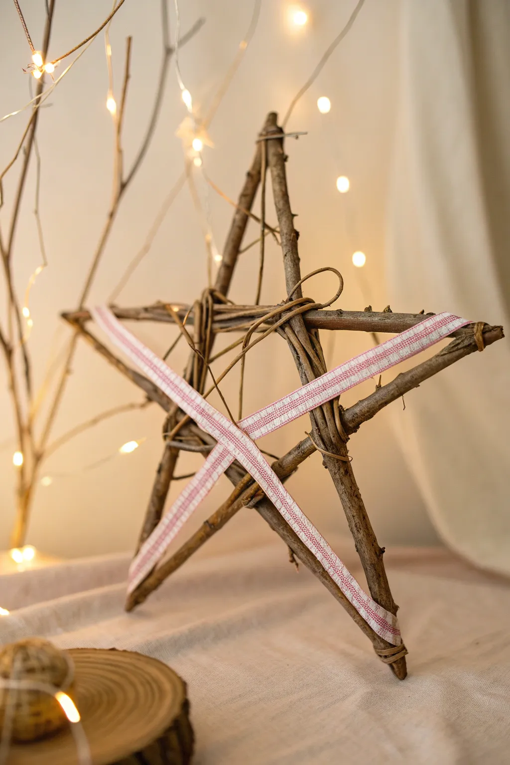 Bring a touch of nature indoors with this charming twig and washi tape star, perfect for a minimalist boho aesthetic.
