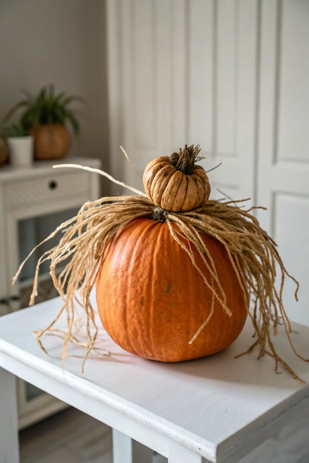 Unleash your pumpkin's wild side with a 'messy hair, don't care' look! 🍂🎃 #PumpkinHairstyle #BohoScandiStyle