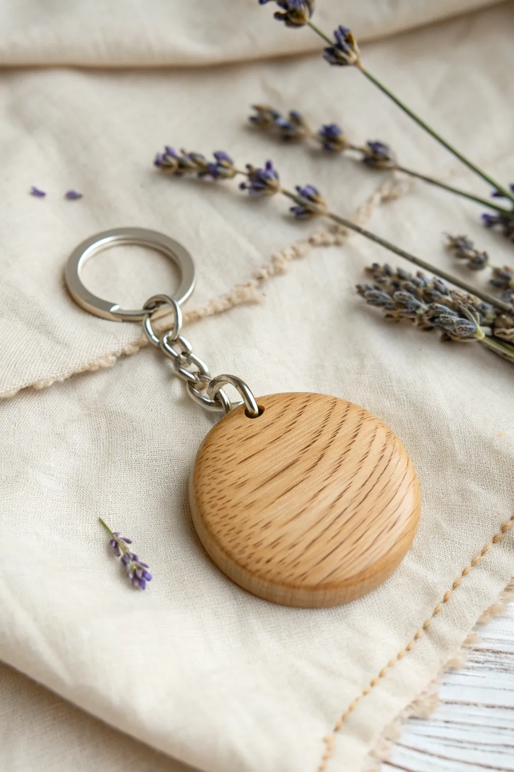 Embrace the beauty of nature with this exquisitely crafted wooden keychain, where minimalist design meets organic warmth.