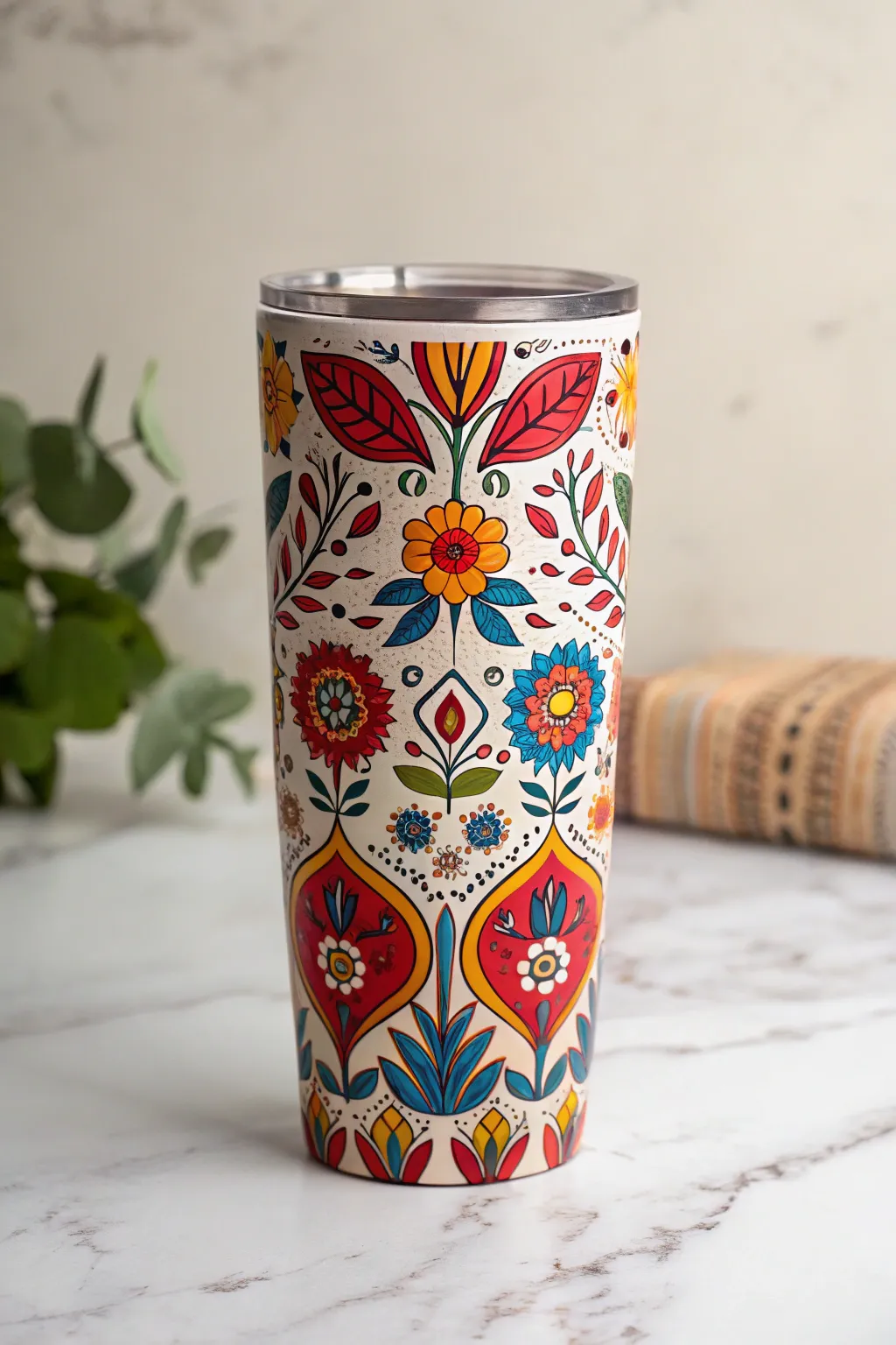 Celebrate your heritage with a touch of art - a vibrant Mexican folk art tumbler that speaks volumes.