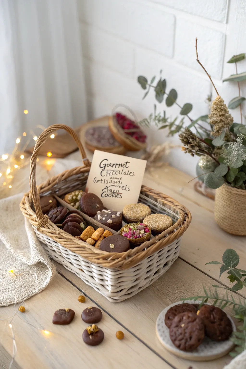 Indulge in sweet delights with this elegant summer gift basket, perfect for dessert lovers. 🍫✨