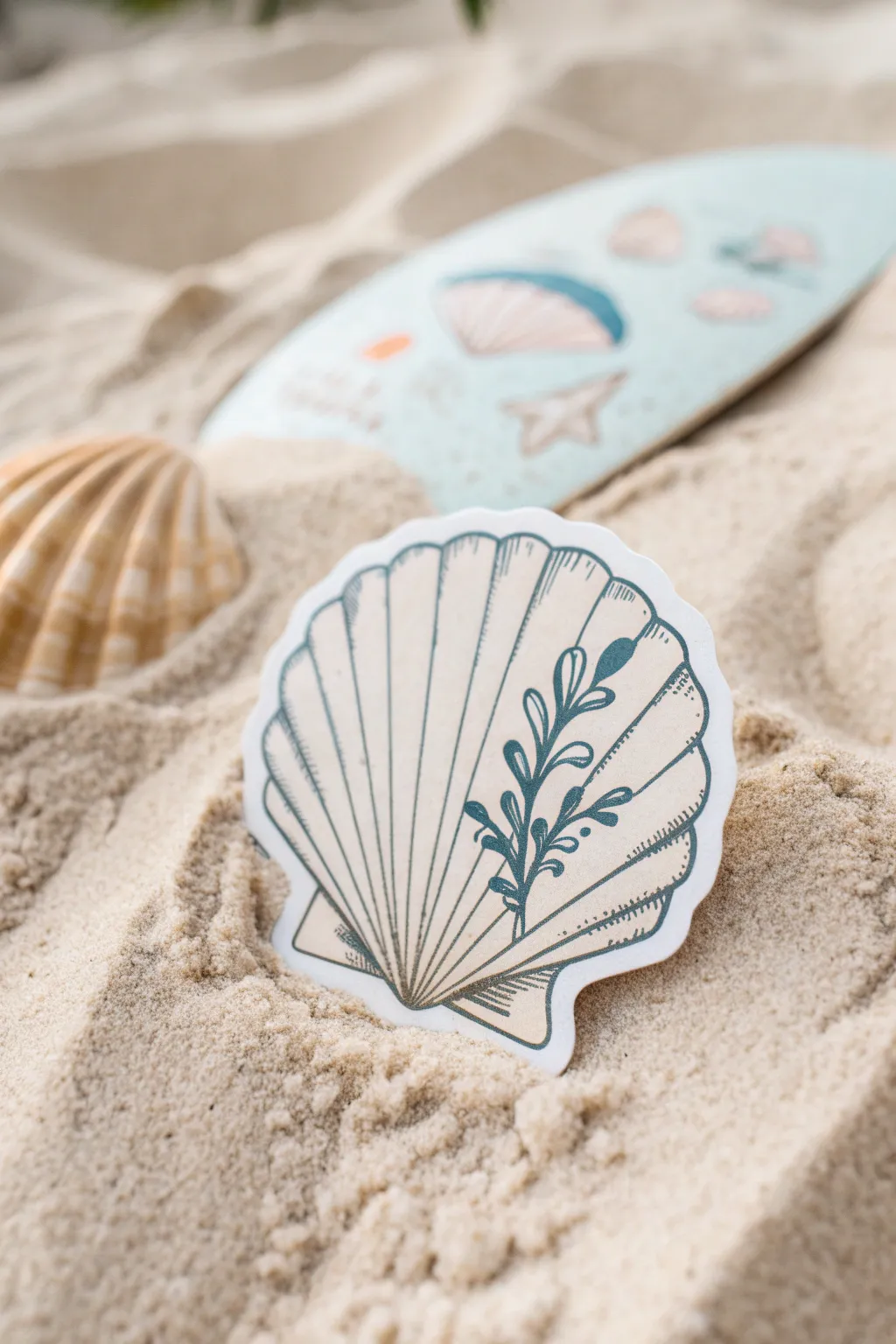 Capture the essence of a seaside adventure with this elegant seashell sticker, perfect for adding a touch of wanderlust to your travel journal.