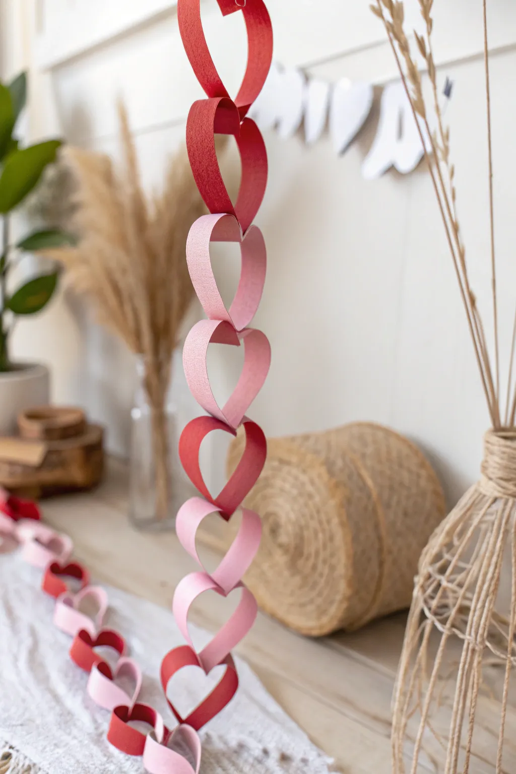 Crafted with love: Heart paper chains that beautifully connect us.