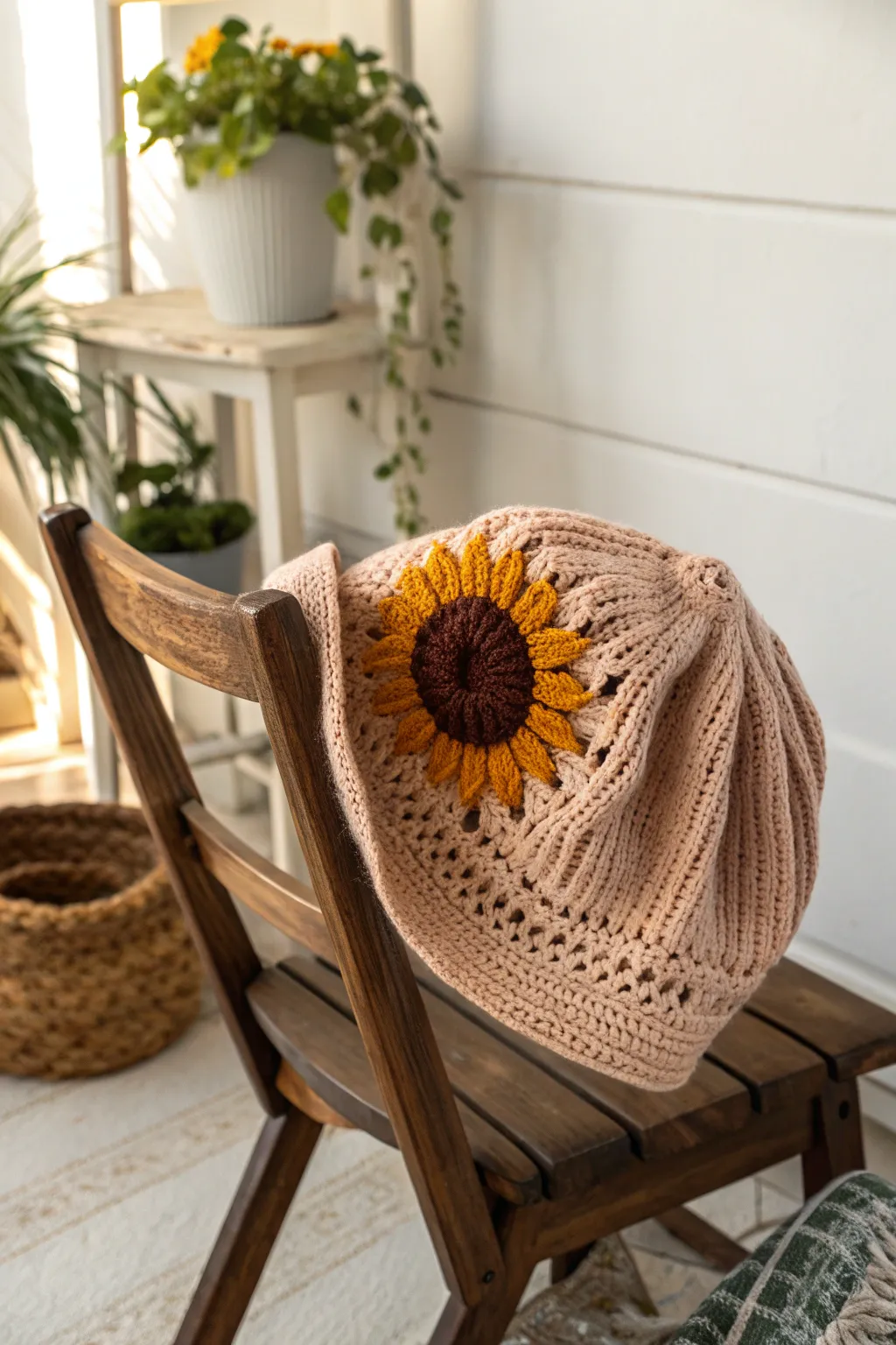 Embrace cozy elegance with a sunflower-inspired slouchy hat, where style meets warmth in perfect harmony.