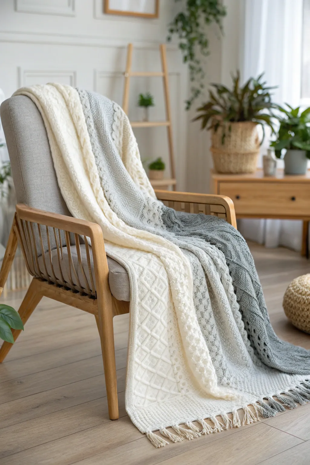 Embrace simplicity with a monochrome temperature blanket, where texture takes center stage.