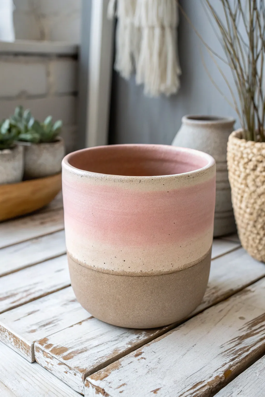 Elevate your decor with the serene elegance of an ombre clay pot.