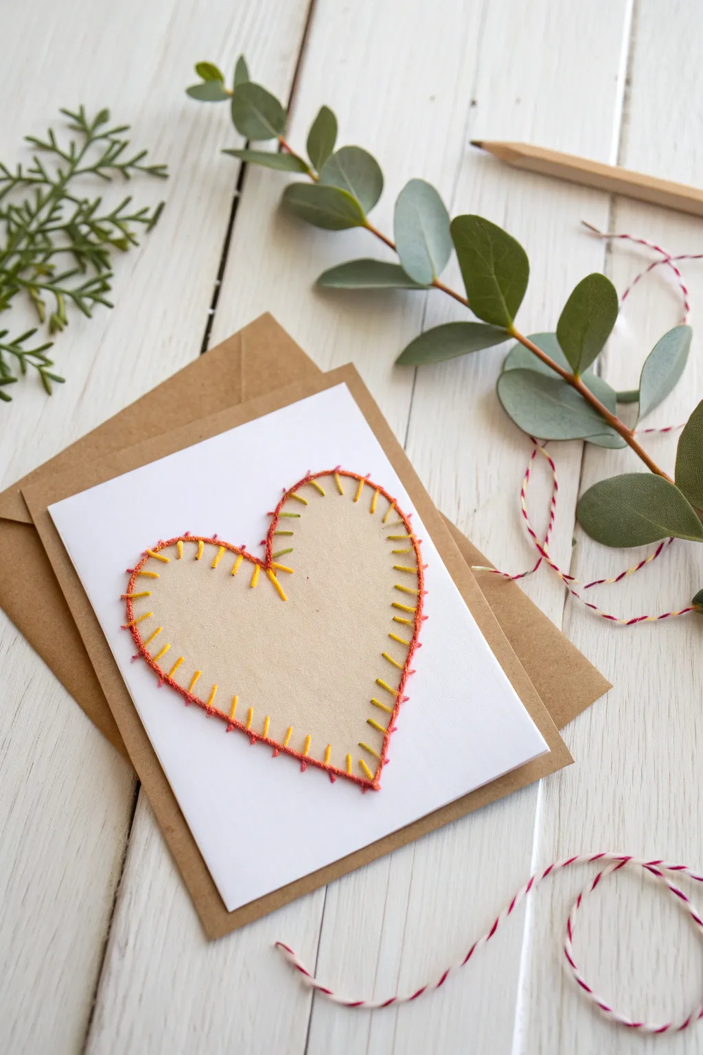 A heartfelt touch of creativity: kids' stitched Thanksgiving card.
