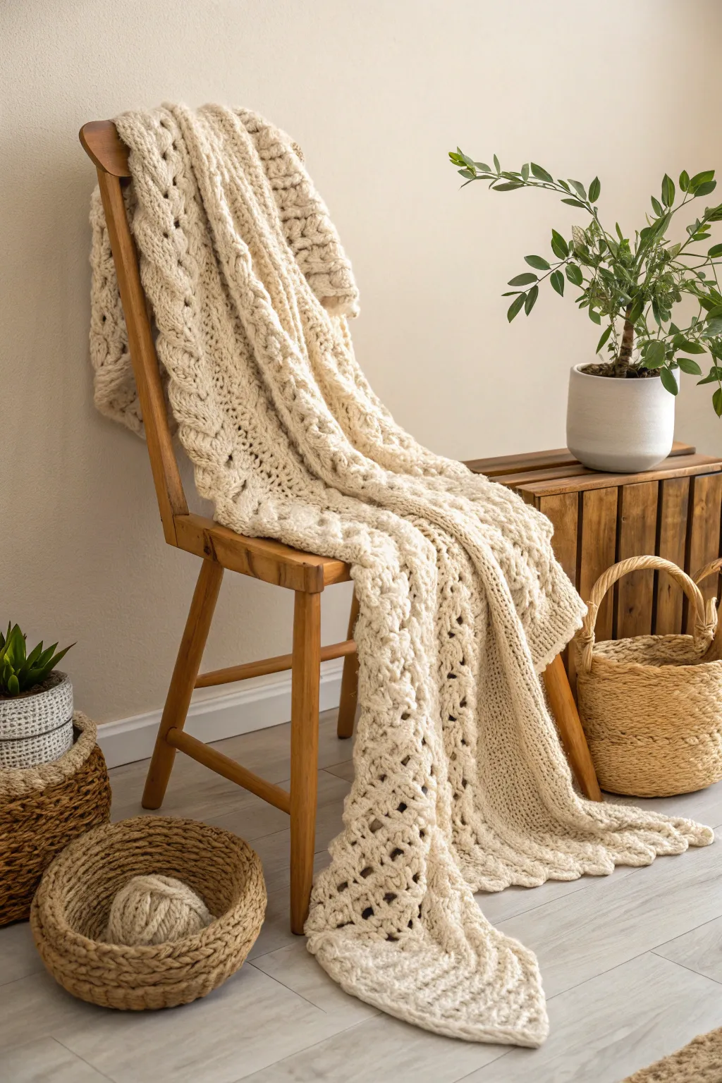 Wrap yourself in warmth and style with this handcrafted chunky yarn sweater—where simplicity meets elegance.