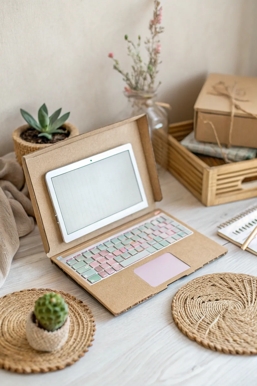Craft your own cardboard laptop for a touch of retro charm and creative flair.