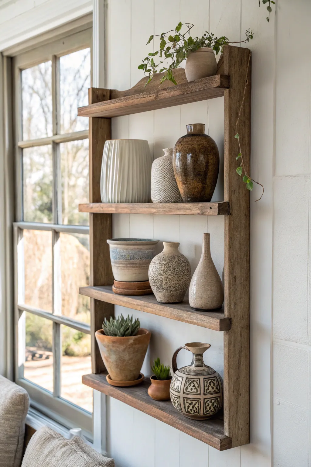 Transform your thrifted finds into artful displays with open shelving—turning treasures into conversation starters.