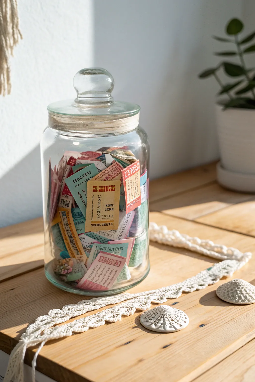 Capture your memories effortlessly with a chic ticket stub jar.