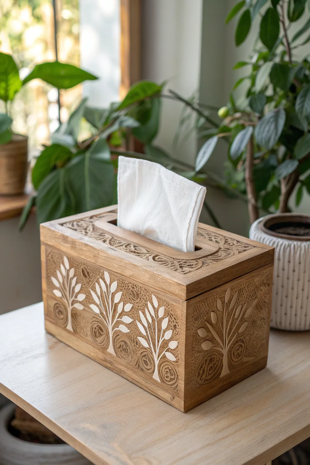 Elevate your space with a nature-inspired tissue box that brings the outdoors in.