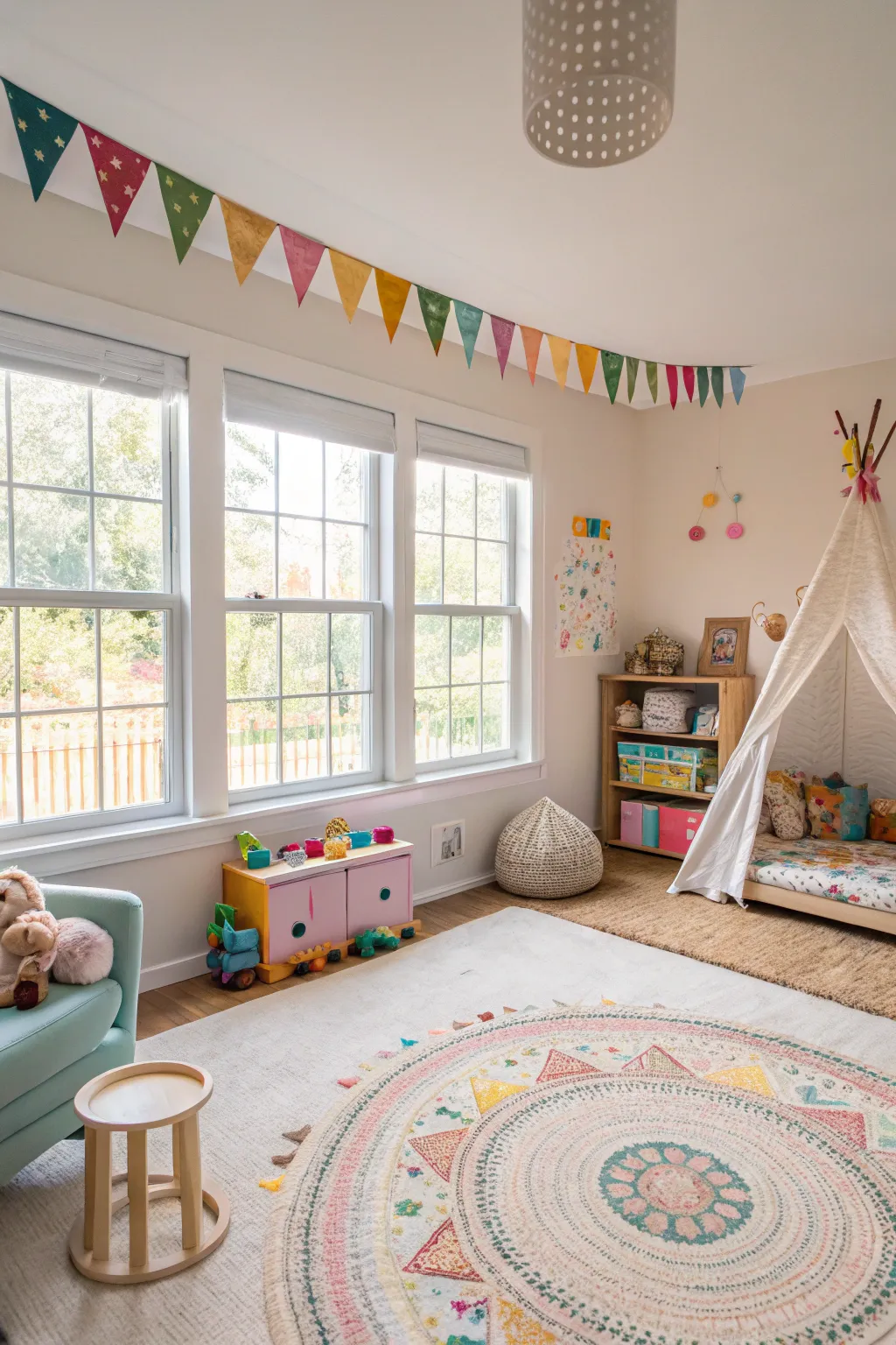 Natural light brings warmth and cheer to the playroom.
