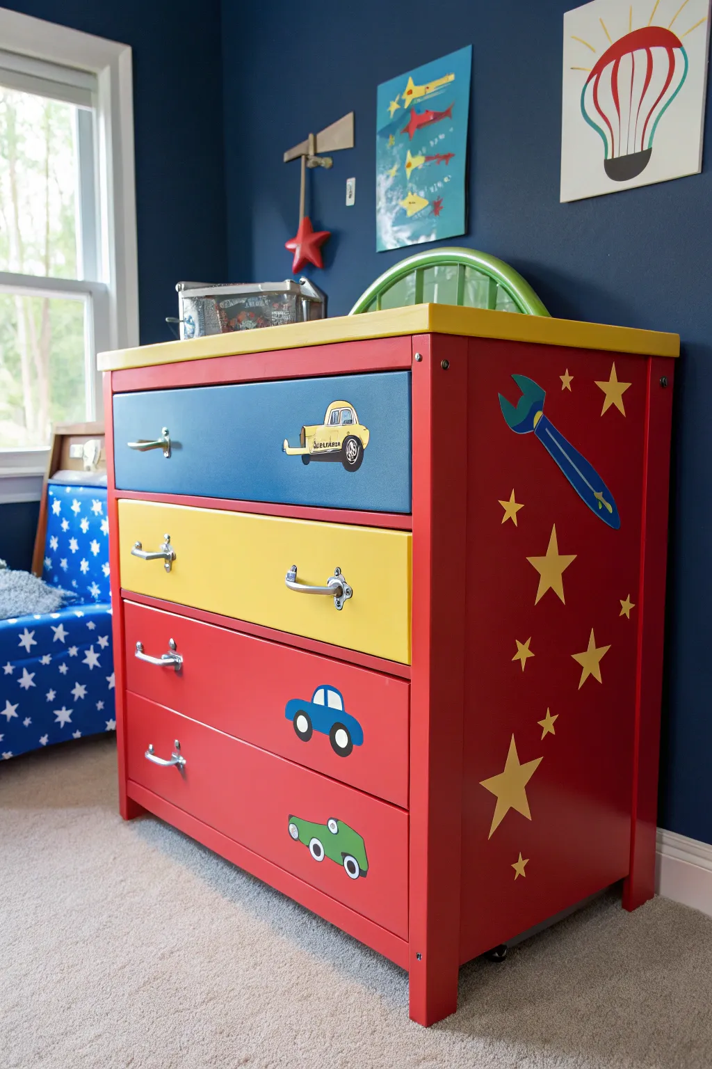 Transform a toolbox into a vibrant dresser masterpiece for your child's room!