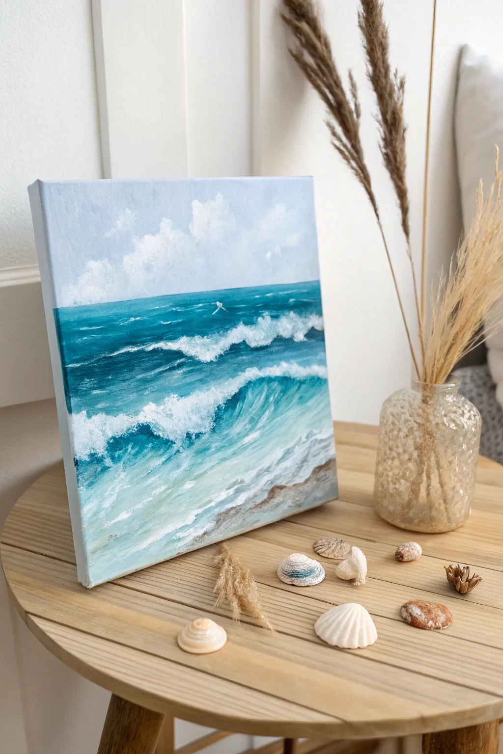 Capture the ocean's rhythm with blow painting: a splash of artistry and nature.
