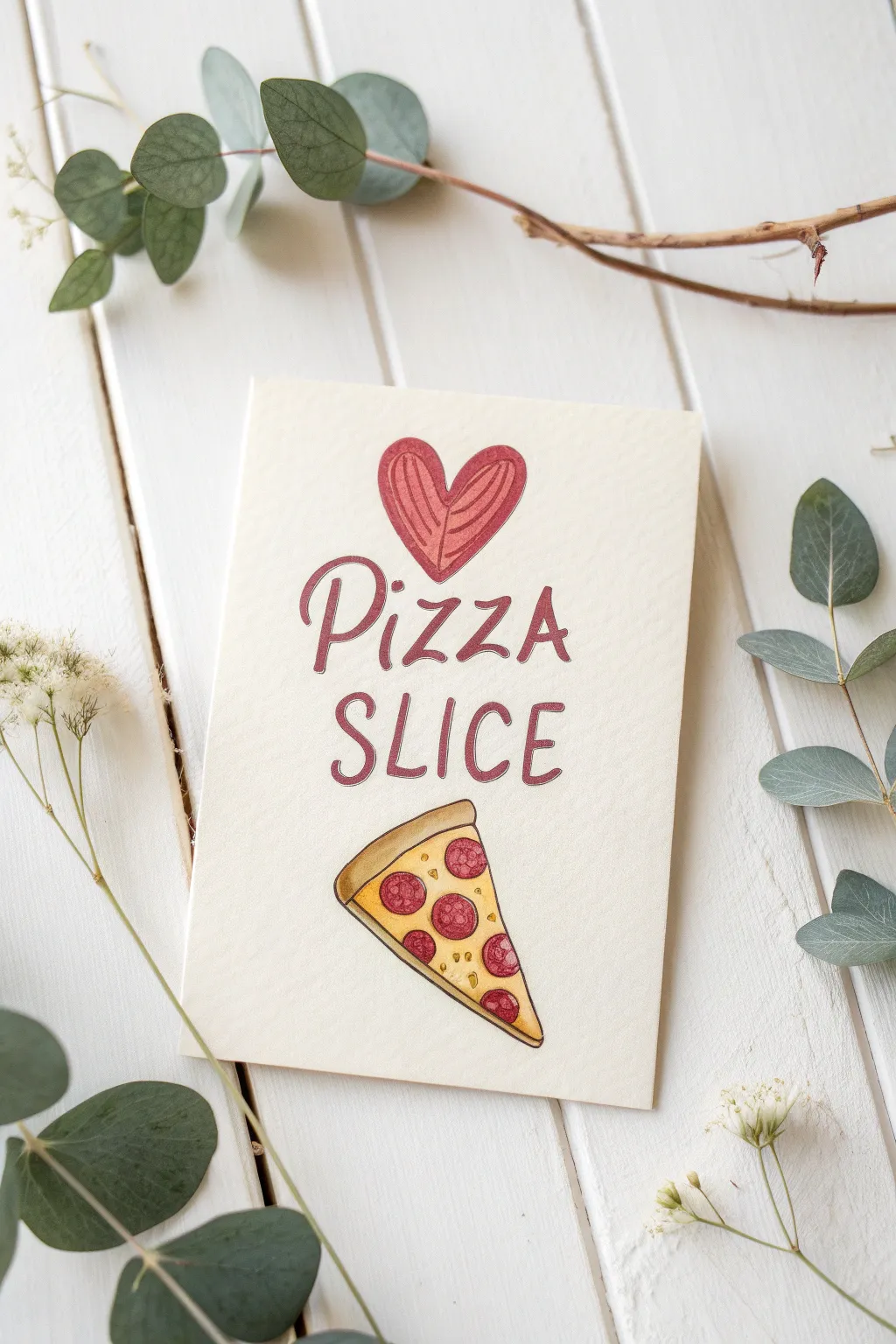 Show your love for friends and pizza with this delightful printable Valentine's card!