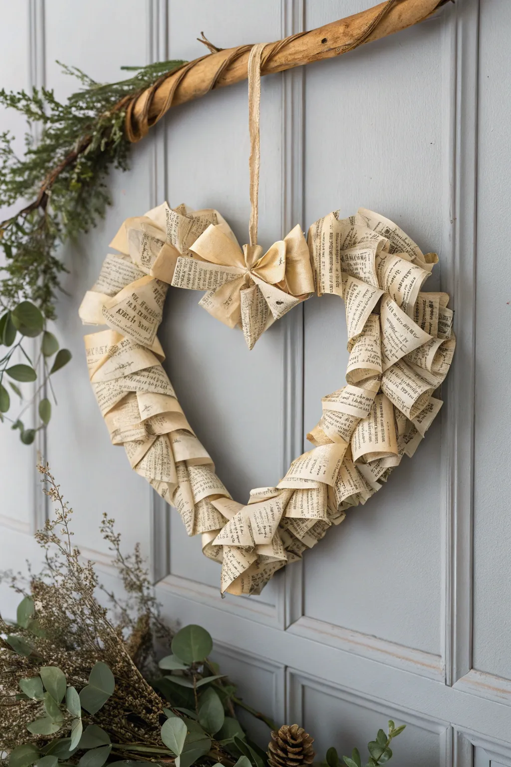Infuse your space with romantic charm and timeless melodies with this vintage sheet music wreath.