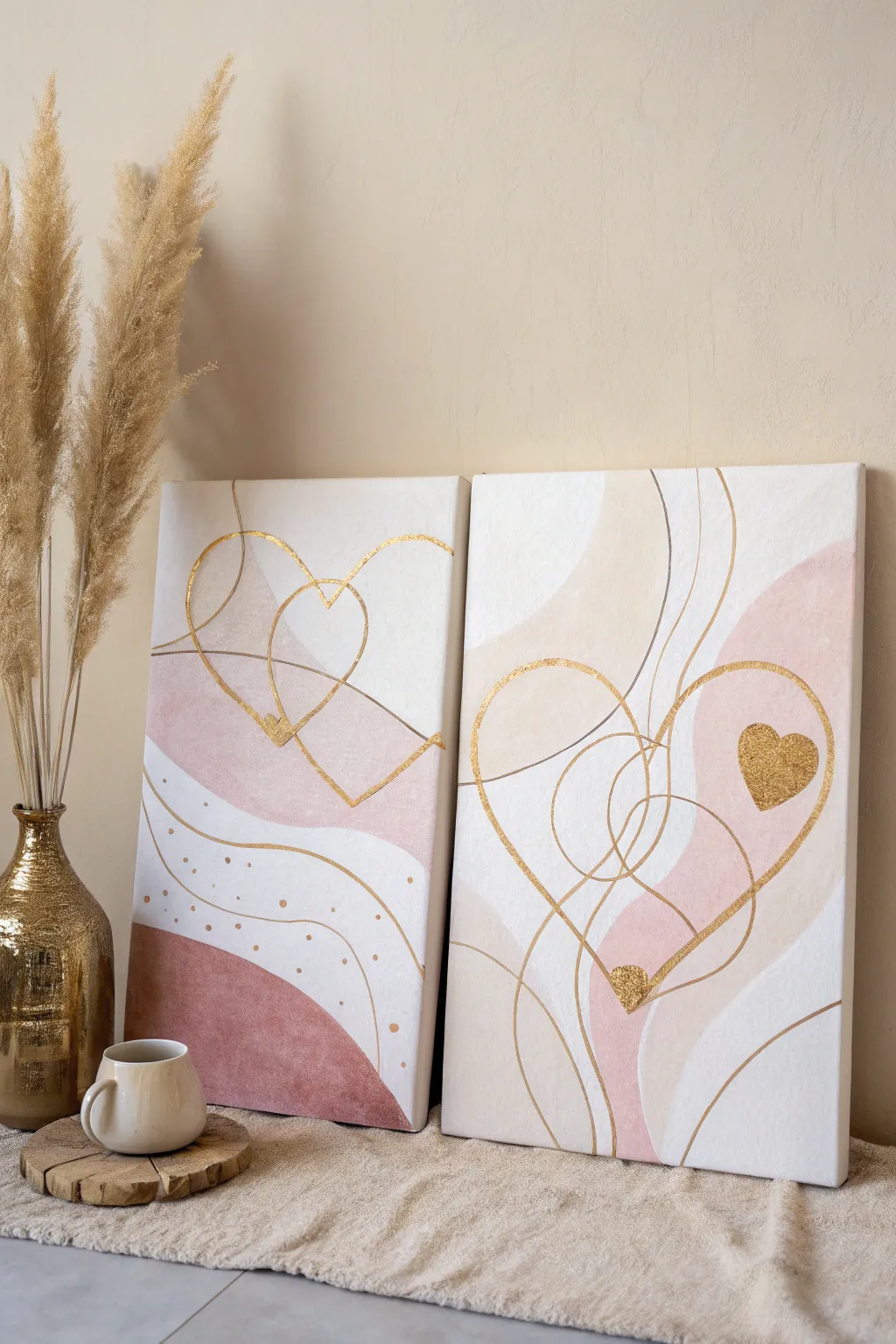 Craft your own love story with dual canvas art that speaks of connection and harmony. #ValentinesArt #ScandiBoho