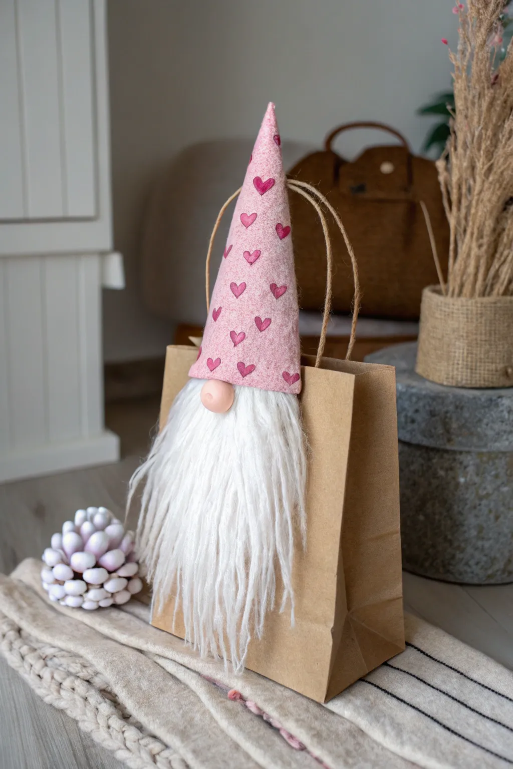 Charming Gnome Gift Bag: A whimsical touch for your Valentine's Day gifts.