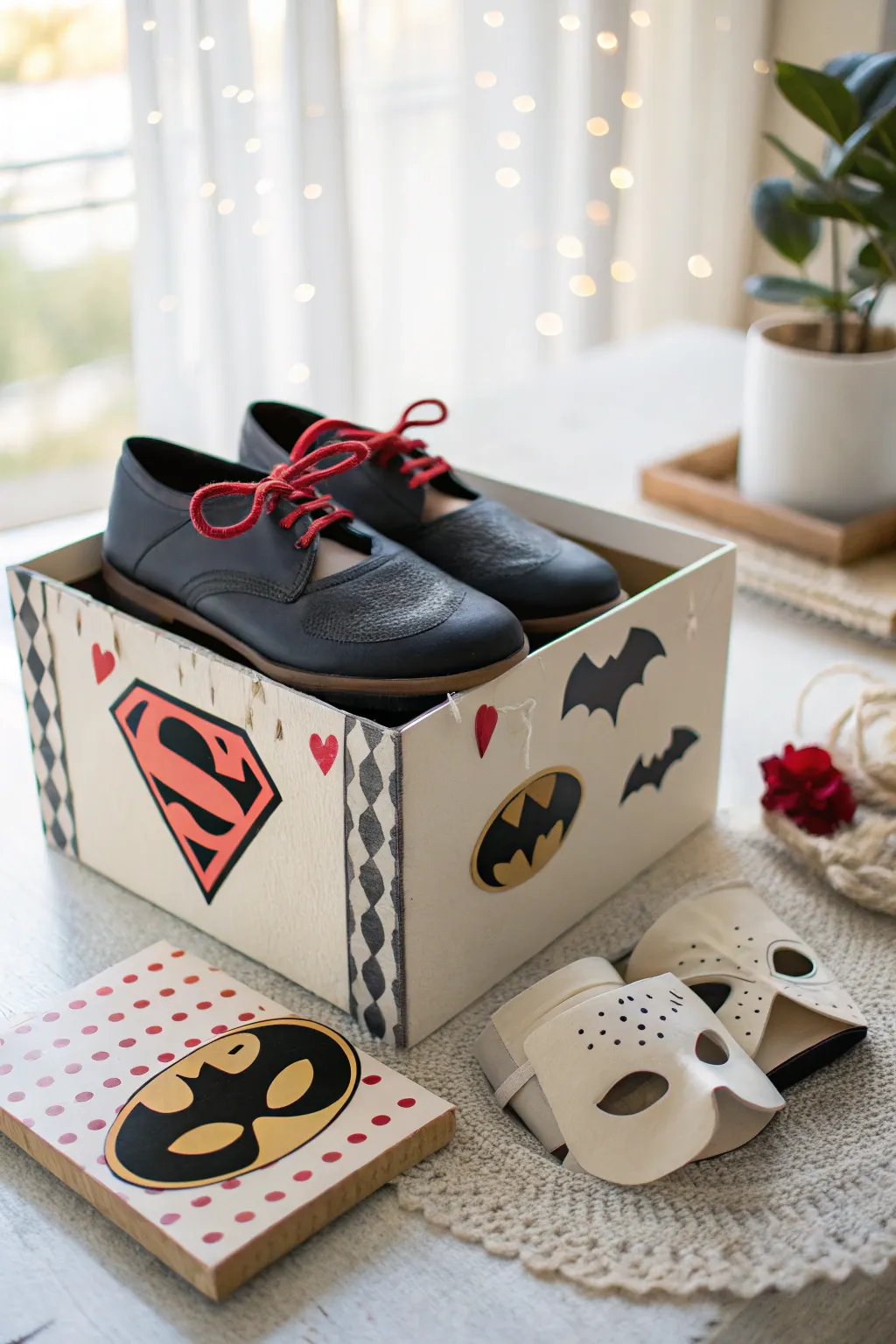 Turn Valentine's Day into a superhero adventure with this stylish, minimalist shoe box!