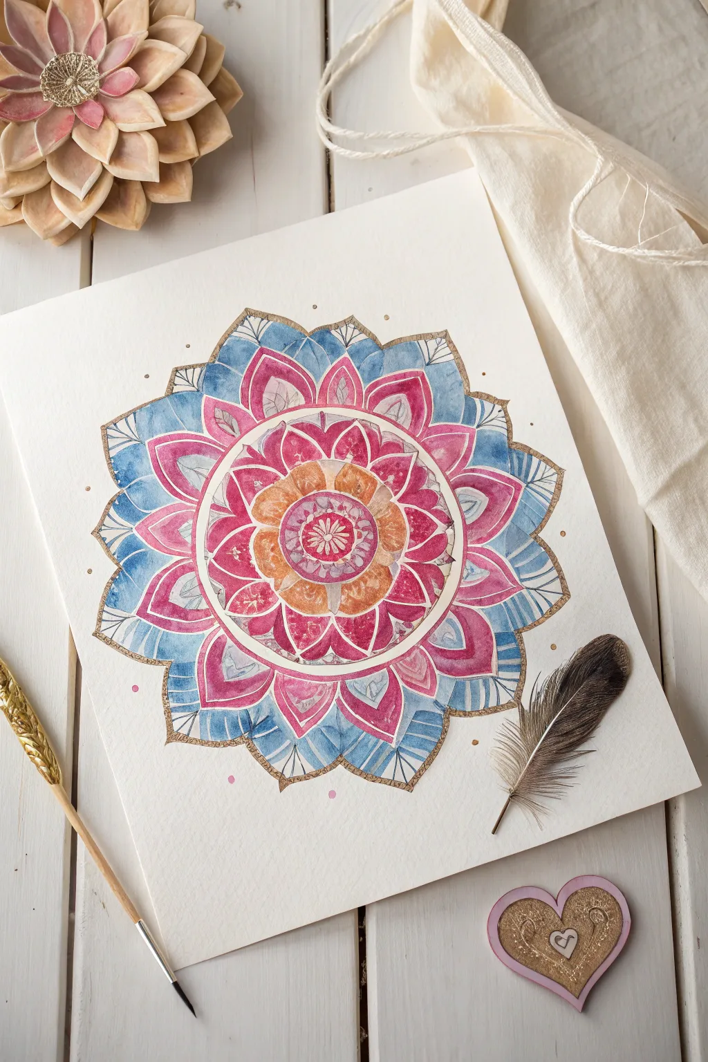 Lose yourself in the art of watercolor heart mandalas this Valentine's Day—a perfect blend of vibrant creativity and minimalist elegance.