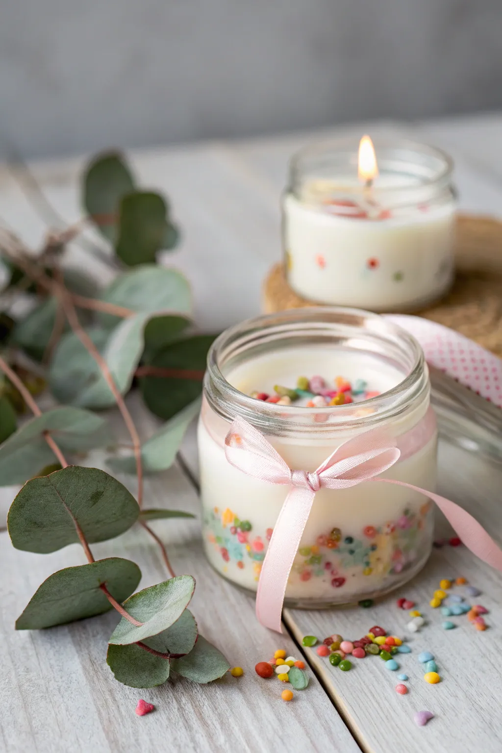 Add a sprinkle of joy to your space with this charming DIY candle, perfect for a cozy Valentine's vibe.