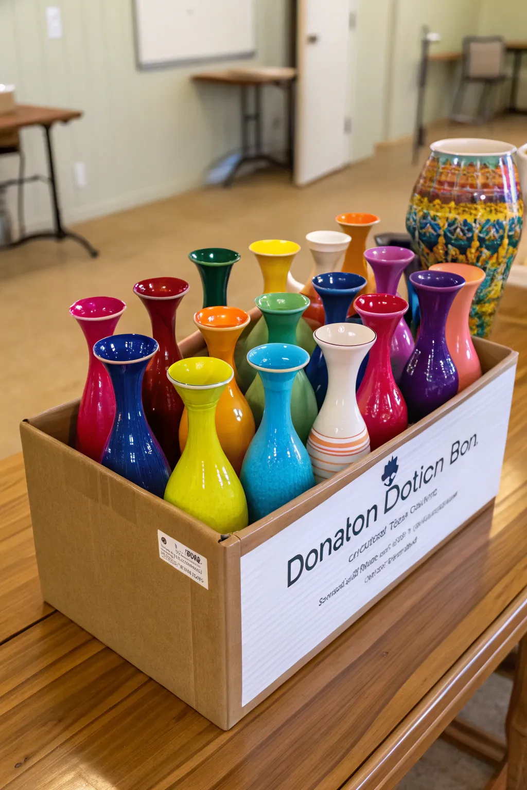 Vases ready for donation, finding new homes and purposes.