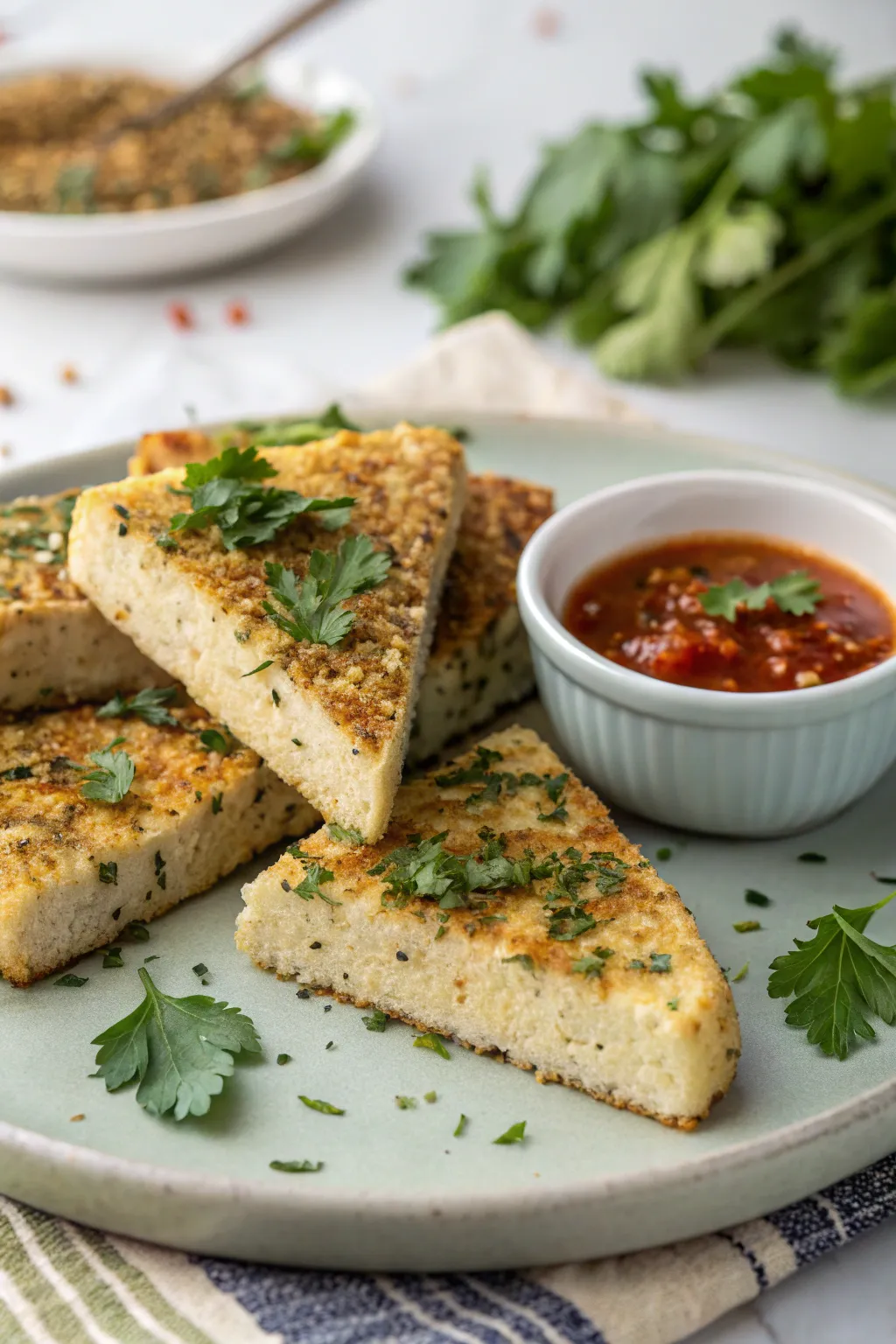 Crispy and flavorful herb-crusted tofu, a delightful surprise.