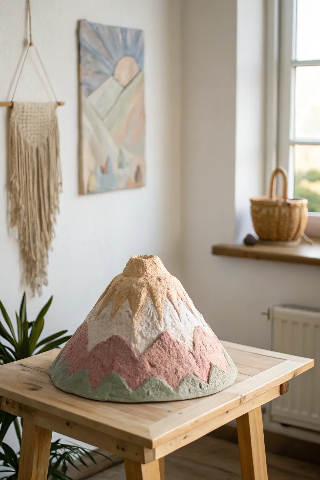 Craft your own masterpiece: a minimalist paper mâché volcano that blends simplicity with natural elegance.